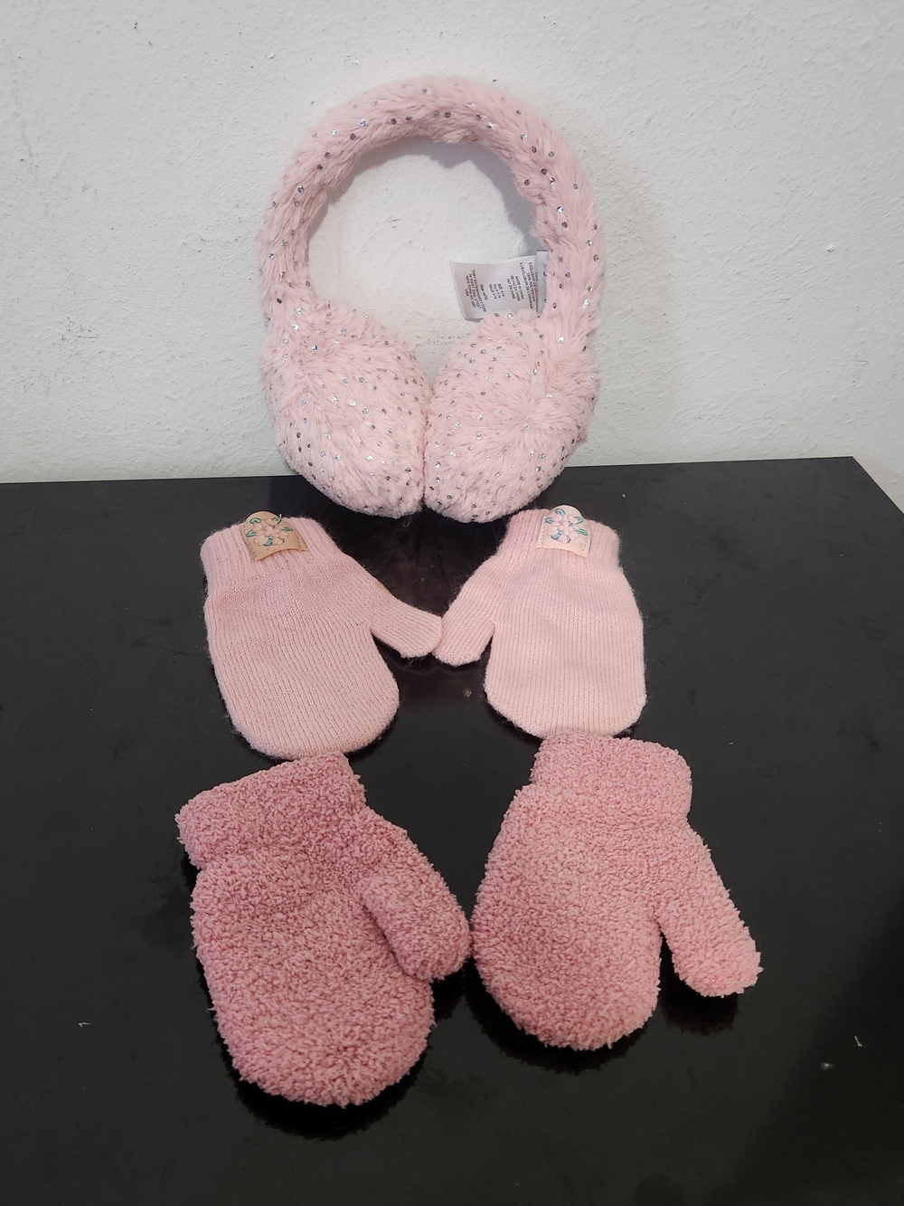 Source Unknown Pink Kids Earmuffs and Two Pair Mitten Set
